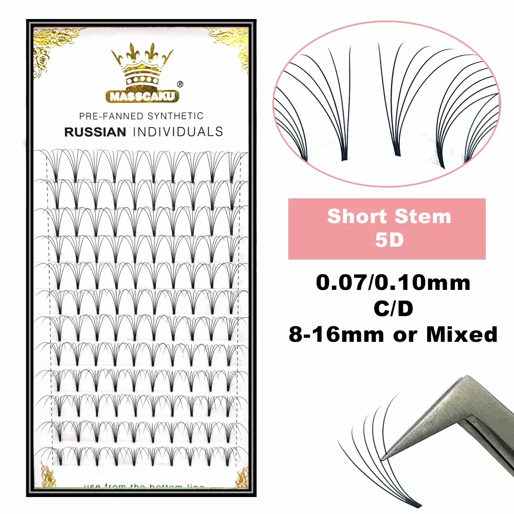 Eyelash Extension Remover At Home - MASSCAKU Premade Russian Volume Short Stem