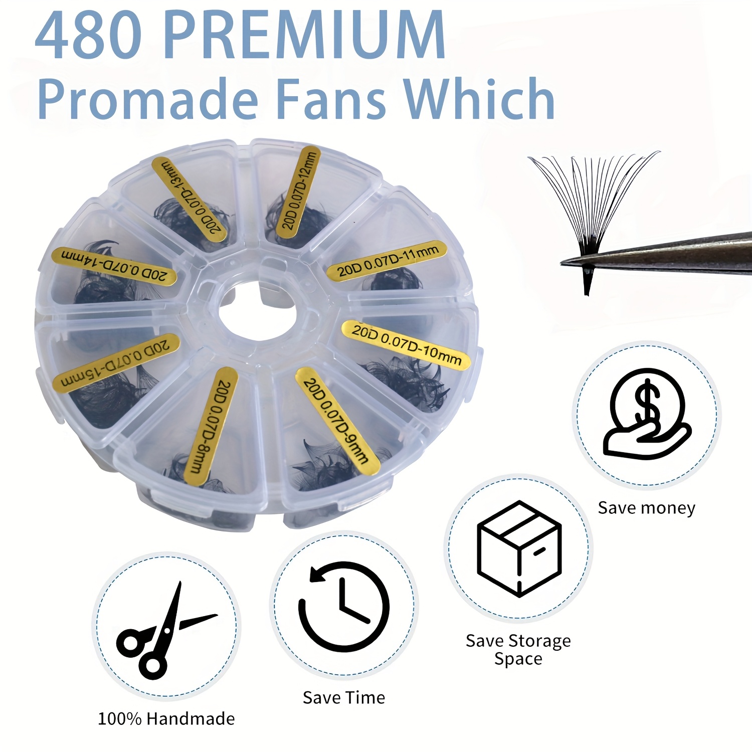 Sackvis 480 Fans Loose 8-15mm  - Eyelash Extension Medium 评论和价格