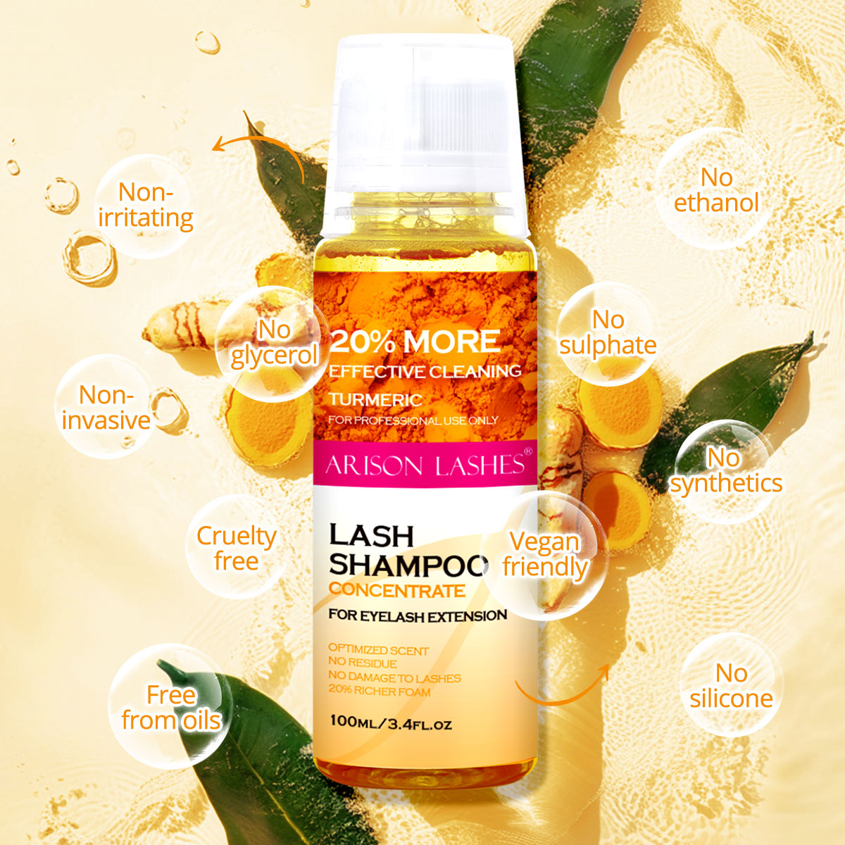 ARISON 100ml Lash Shampoo Conc - Eyelash Extension Foam Cleanser 评论和价格