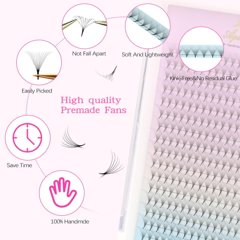 AGUUD 30d 40d Premade Fans Eye - Eyelash Extension Medium 评论和价格