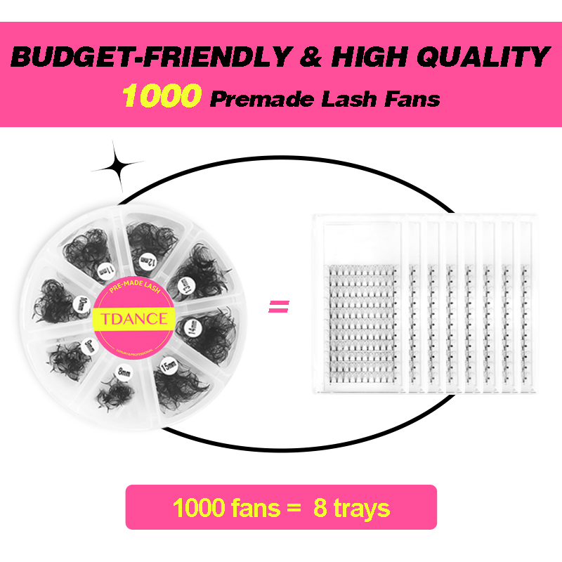 TDANCE 1000 Fans Loose Fan Mix - Eyelash Extension Medium 评论和价格